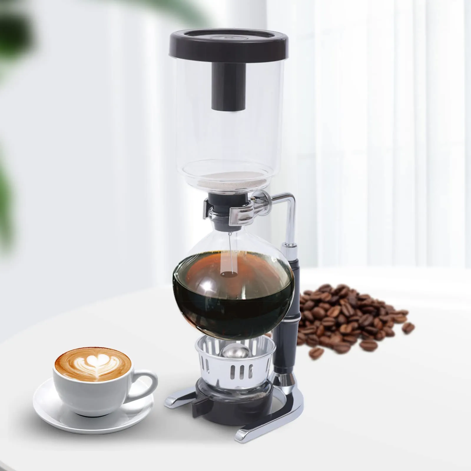 Siphon Coffee Maker - 500ml Luxury Retro-Style Glass Brewer with Stainless Steel Stand