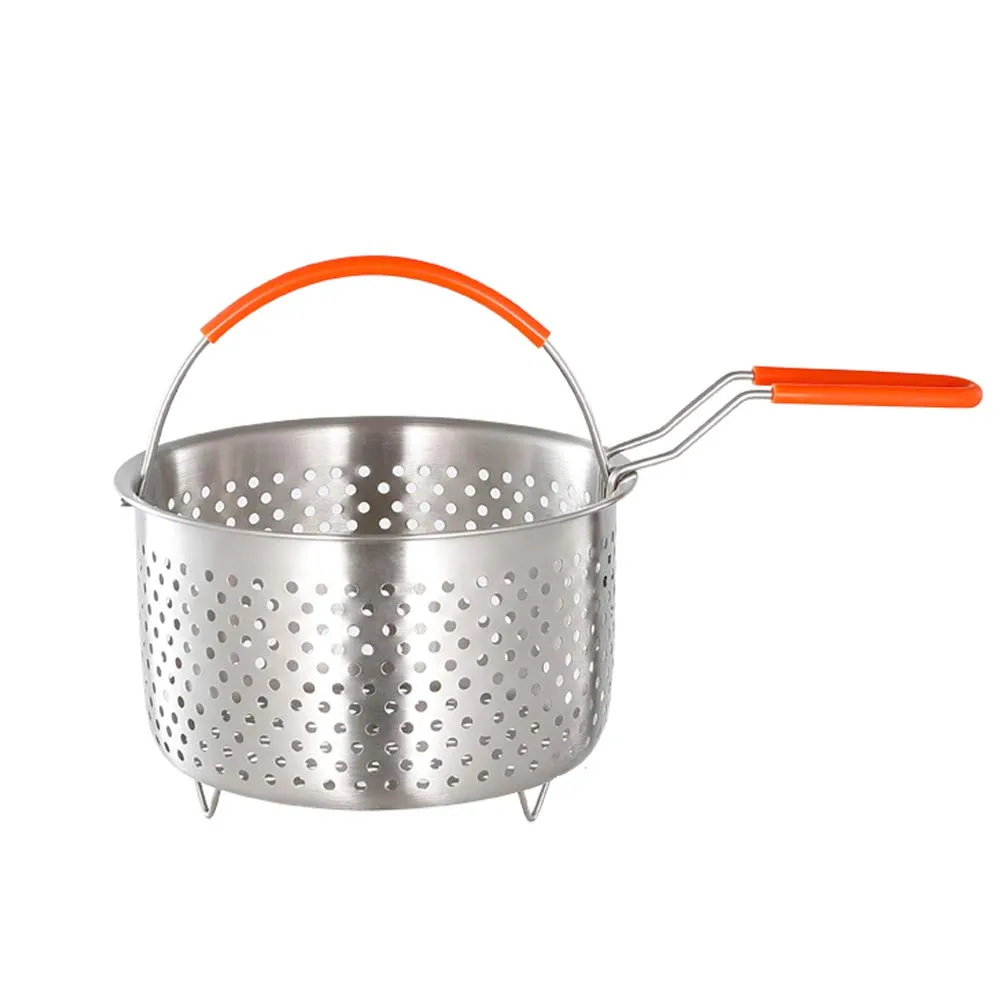 Skingwa 2-in-1 Steamer Basket & Deep Fryer Strainer, 20cm Durable Stainless Steel with Handles