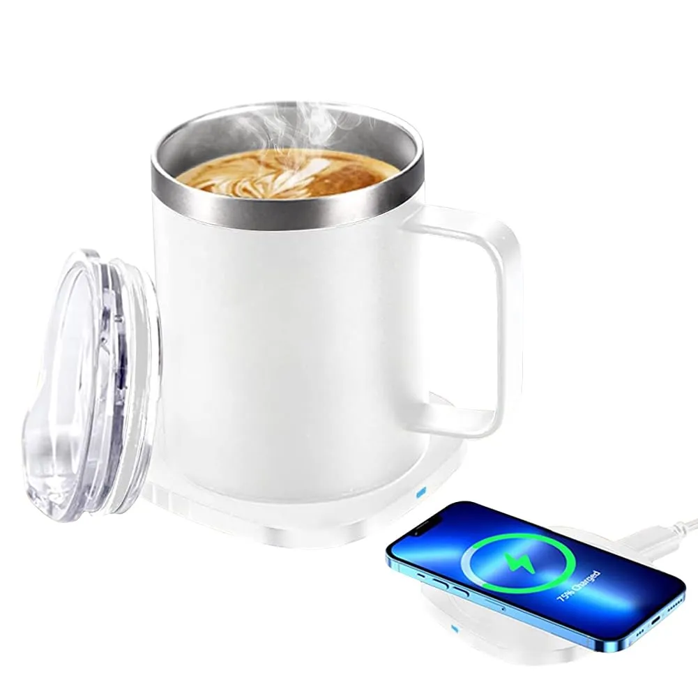 Smart Coffee Mug Warmer & 11oz Stainless Steel Mug Set with Auto-off & Temperature Control