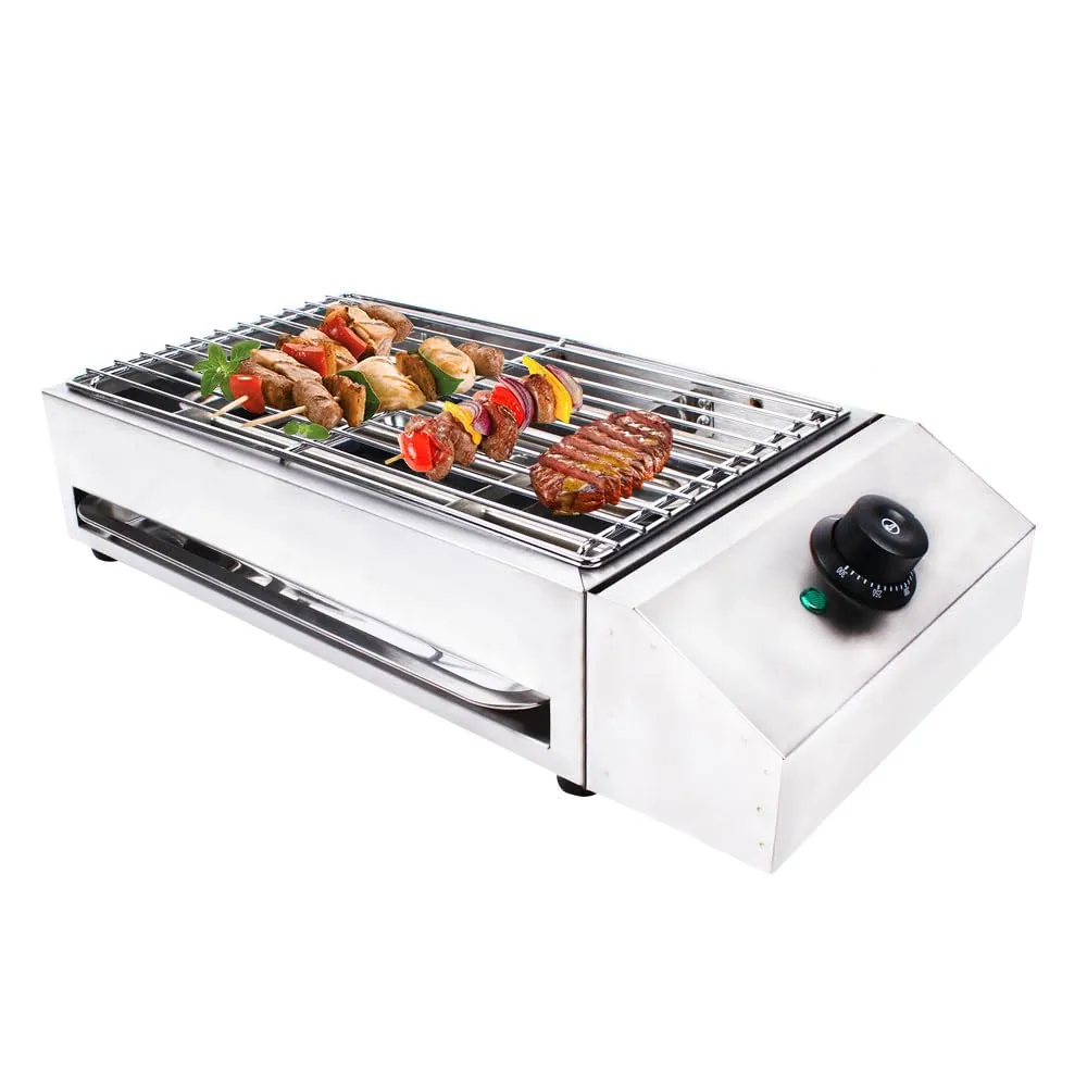 Smokeless Indoor Grill 1800W with Adjustable Temperature 122°F-302°F, Removable Griddle, Stainless Steel