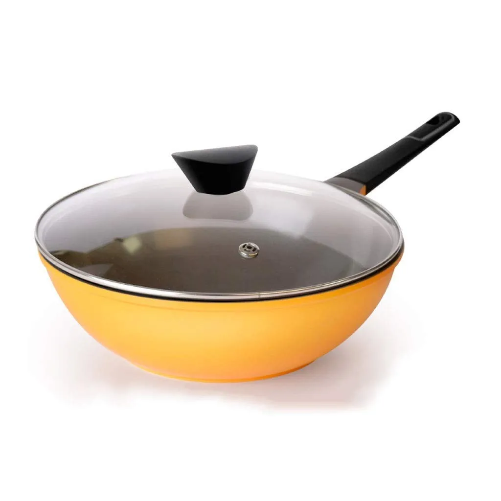 Specialty Nonstick Jumbo Wok Cookware - Yellow, 30cm, Dishwasher & Oven Safe, Scratch-Resistant