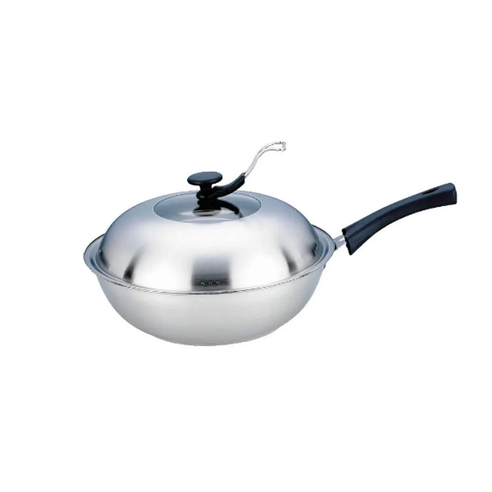 Stainless Steel Wok Steaming Soup Pot 31x20cm Uncoated Anti-Scalding Design Fast Heat Conduction