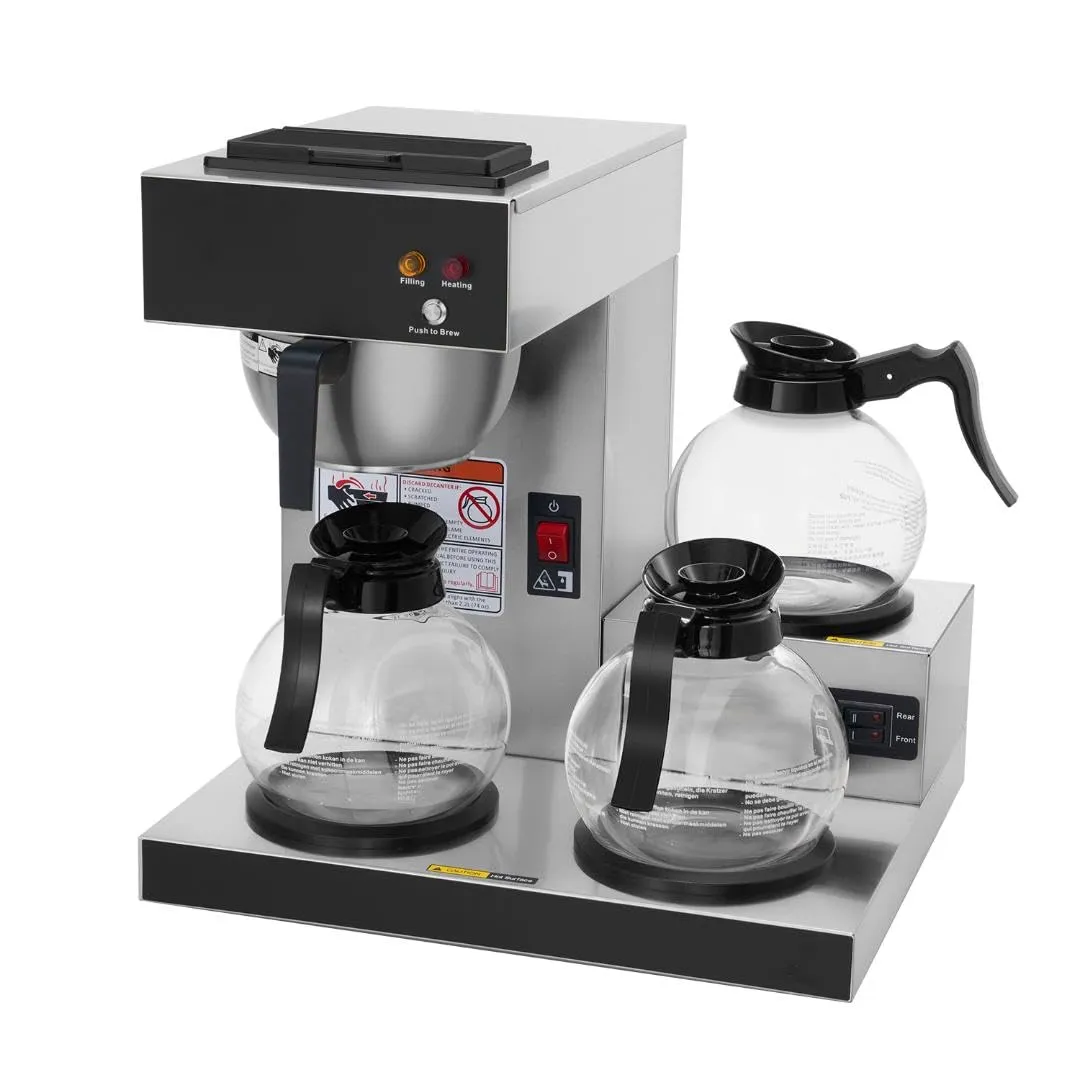 SYBO 12-Cup Commercial Coffee Maker with 3 Warmers and Glass Decanters, Stainless Steel