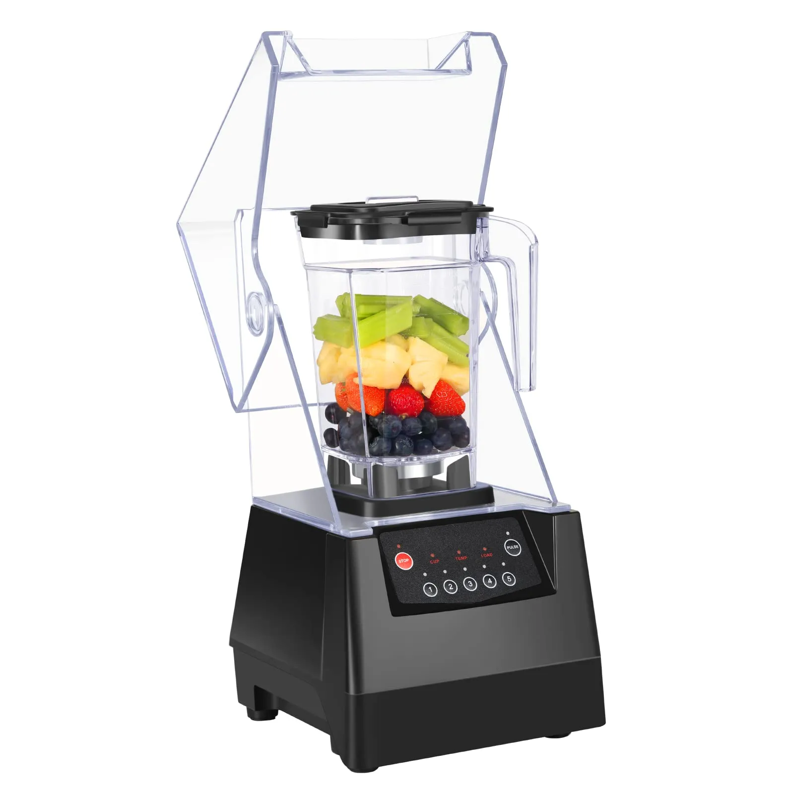 SYBO Super Quiet Commercial Blender with Soundproof Enclosure, 1.5L Capacity, Black