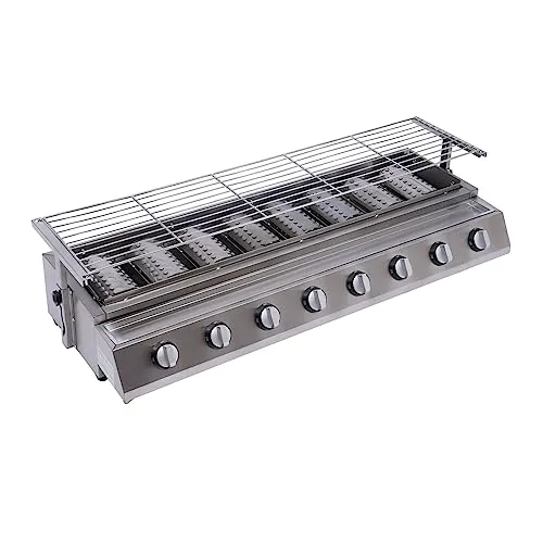 Tabletop Gas Grill 8 Burner Commercial Stainless Steel Griddle with Independent Switches