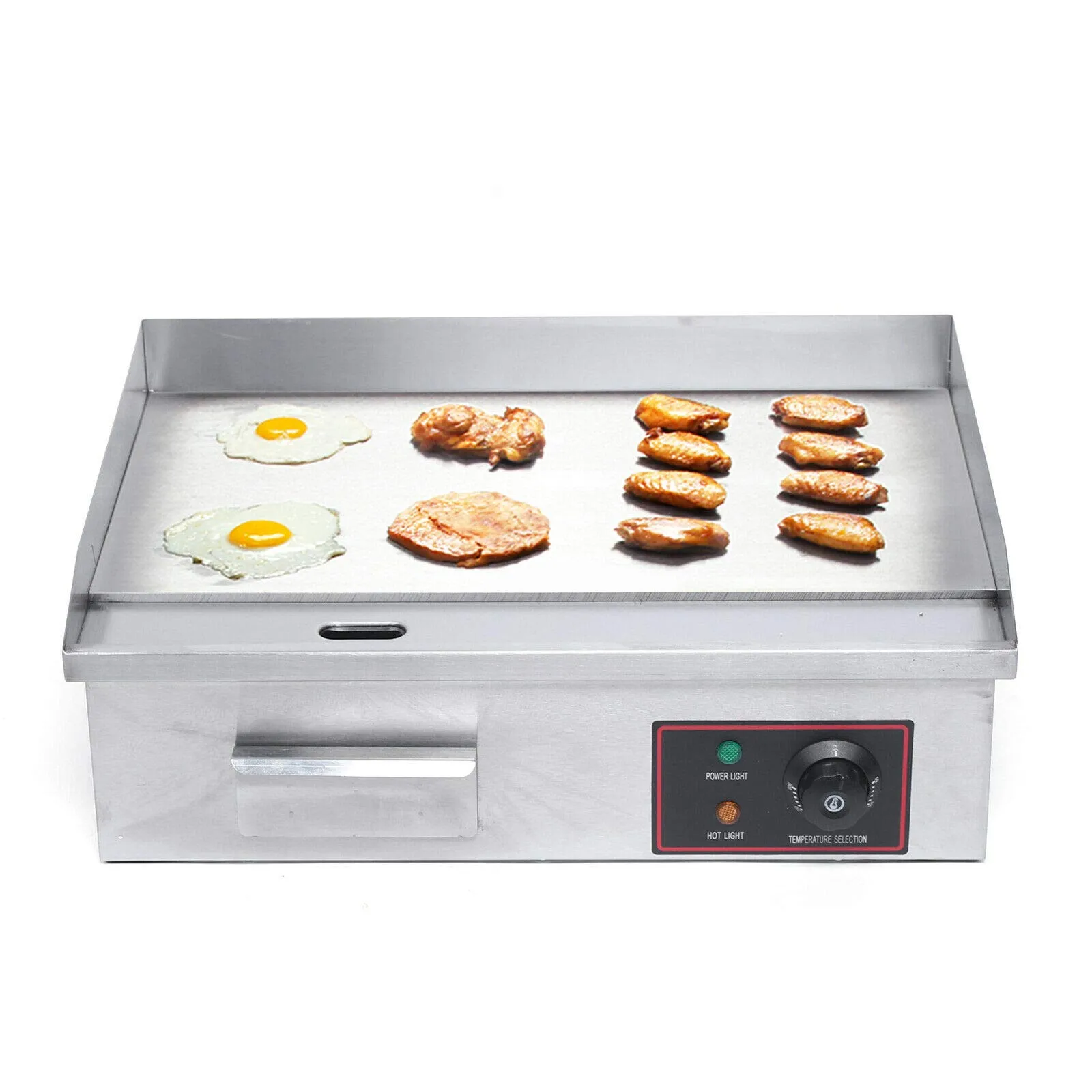 TFCFL 3KW Electric Countertop Flat Top Griddle, Stainless Steel Teppanyaki Grill, 54x30cm