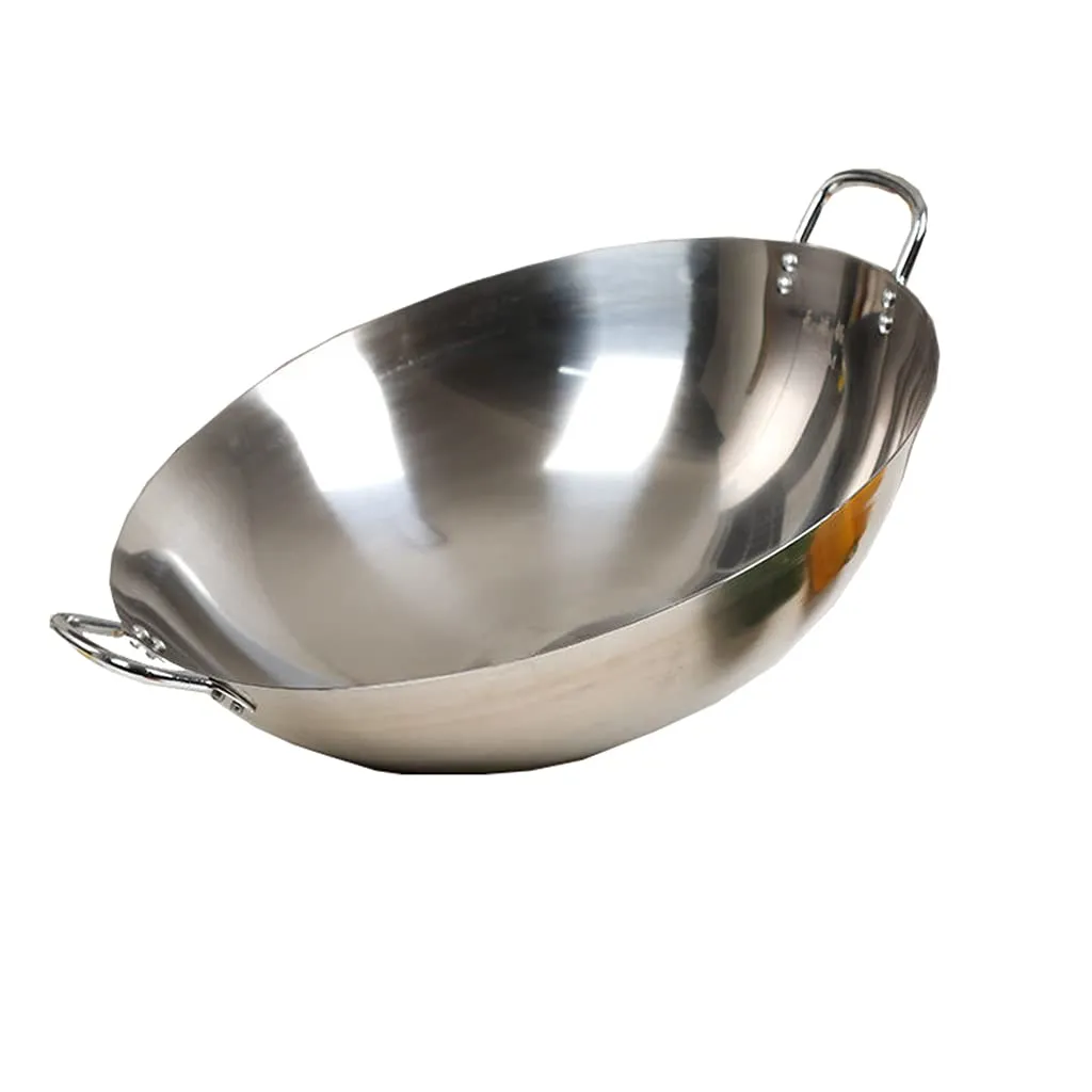 Thickened Double-Ear Stainless Steel Wok 36cm - Non-Stick, Fast Heat Conduction, Rust-Free