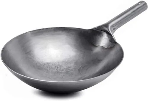 Thickened Uncoated Carbon Steel Wok 30cm - Traditional Hand-Forged Non-Stick Cooking Pot