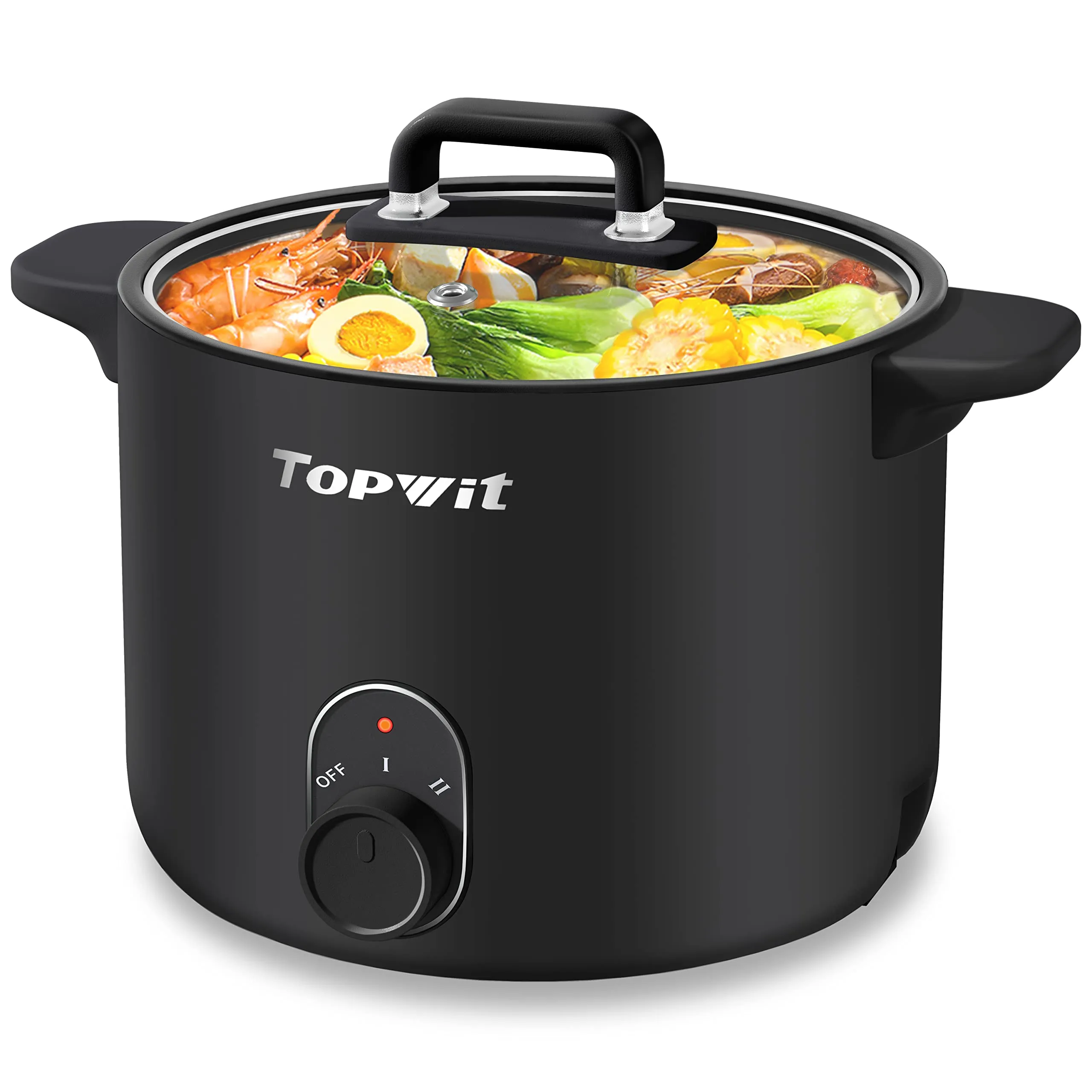 Topwit Electric Pot 1.5L Non-stick Ramen Cooker with Dual Power Control & Over-Heating Protection