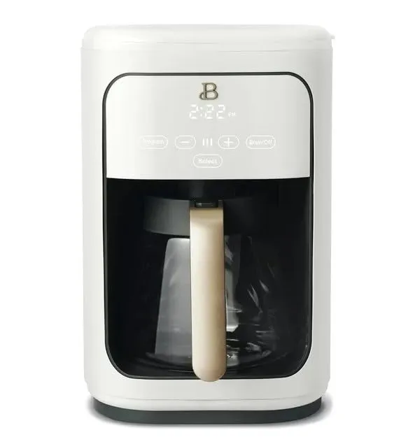 Touchscreen Coffee Maker - 14-Cup Programmable with Touch-Activated Display in White Icing