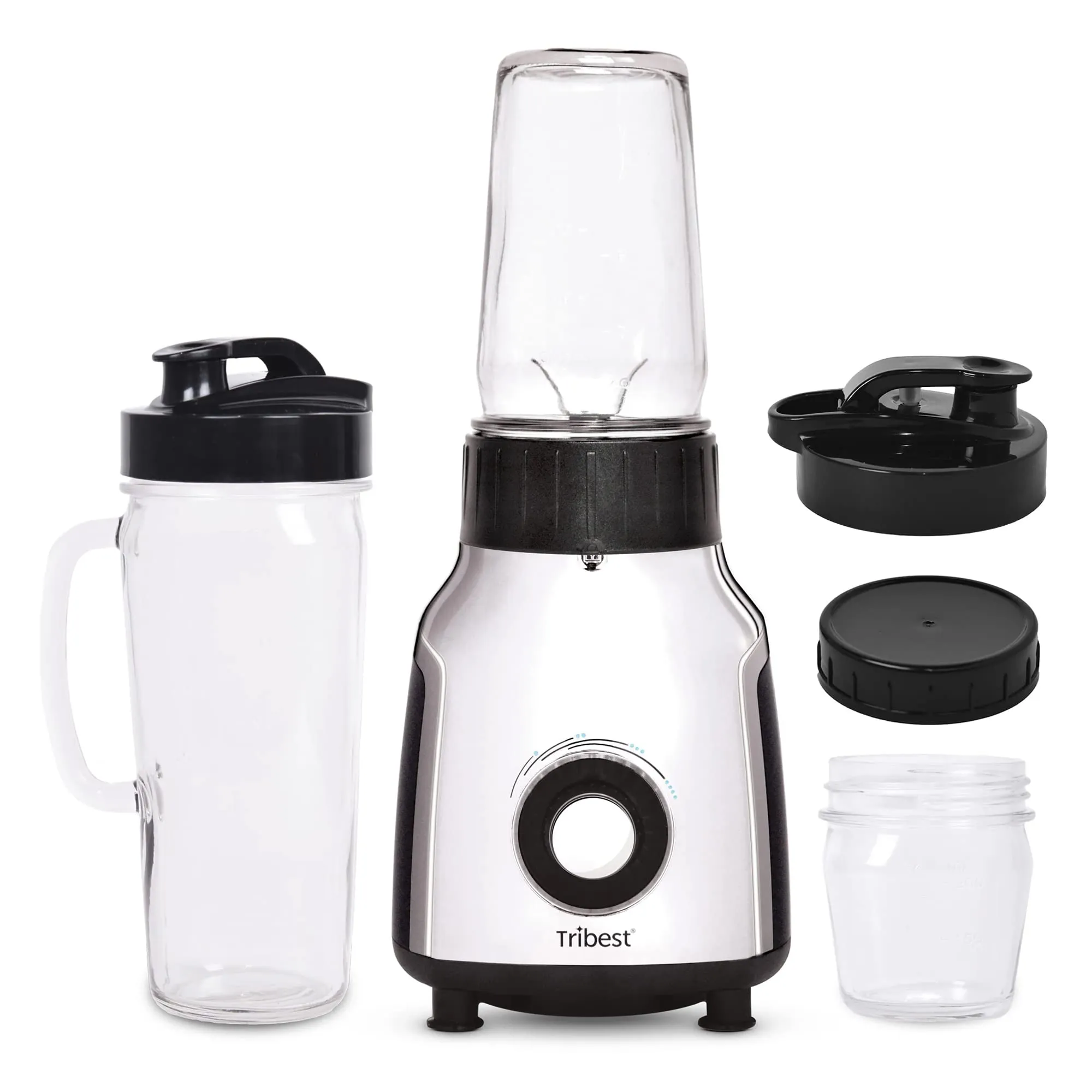 Tribest PBG-5050-A Portable Blender for Smoothies, Shakes, Glass Cups, Chrome Finish