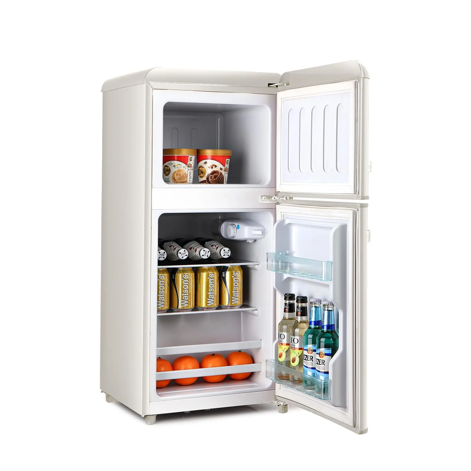 TY-FLS-80G-CREAM-H021 Retro Mini Fridge with Freezer, Cream - 3.2 cu.ft Compact Design