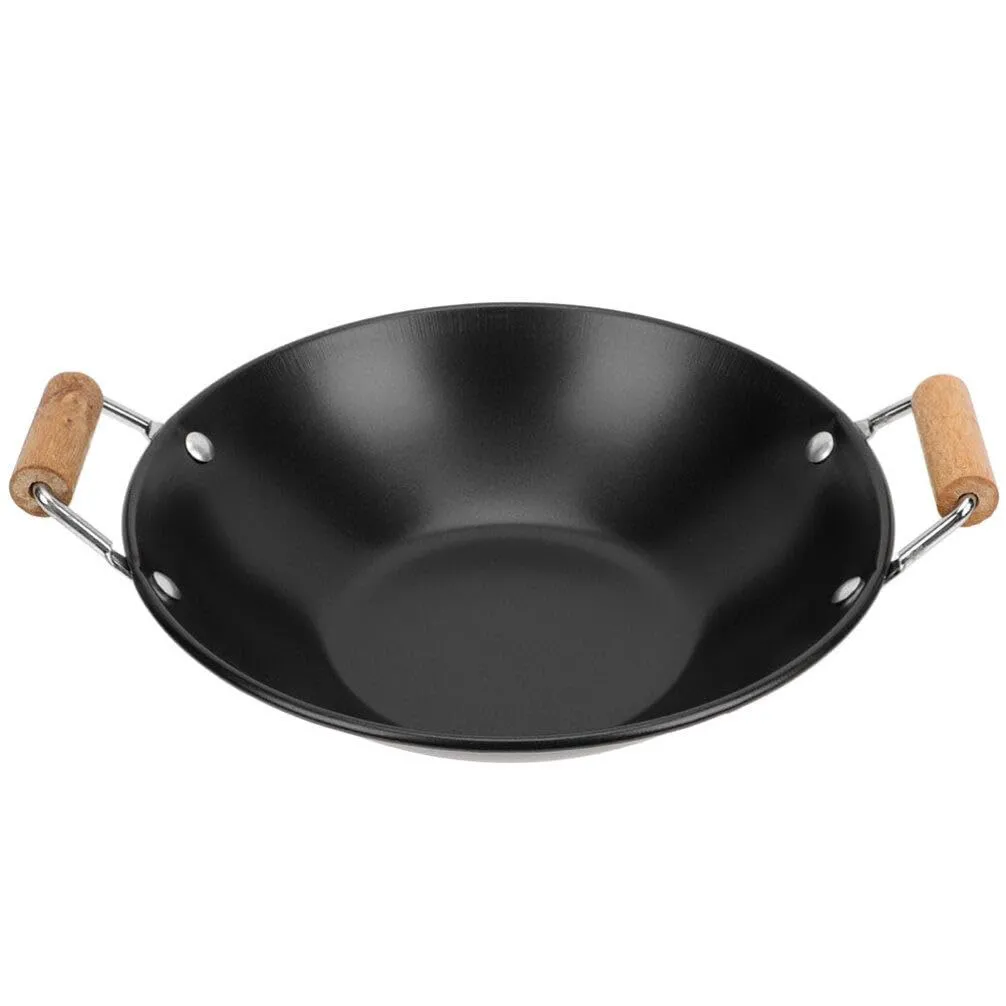 Uonlytech Stainless Steel Double Handle Hot Pot Wok - Durable, Anti-Scalding, Kitchen Essential