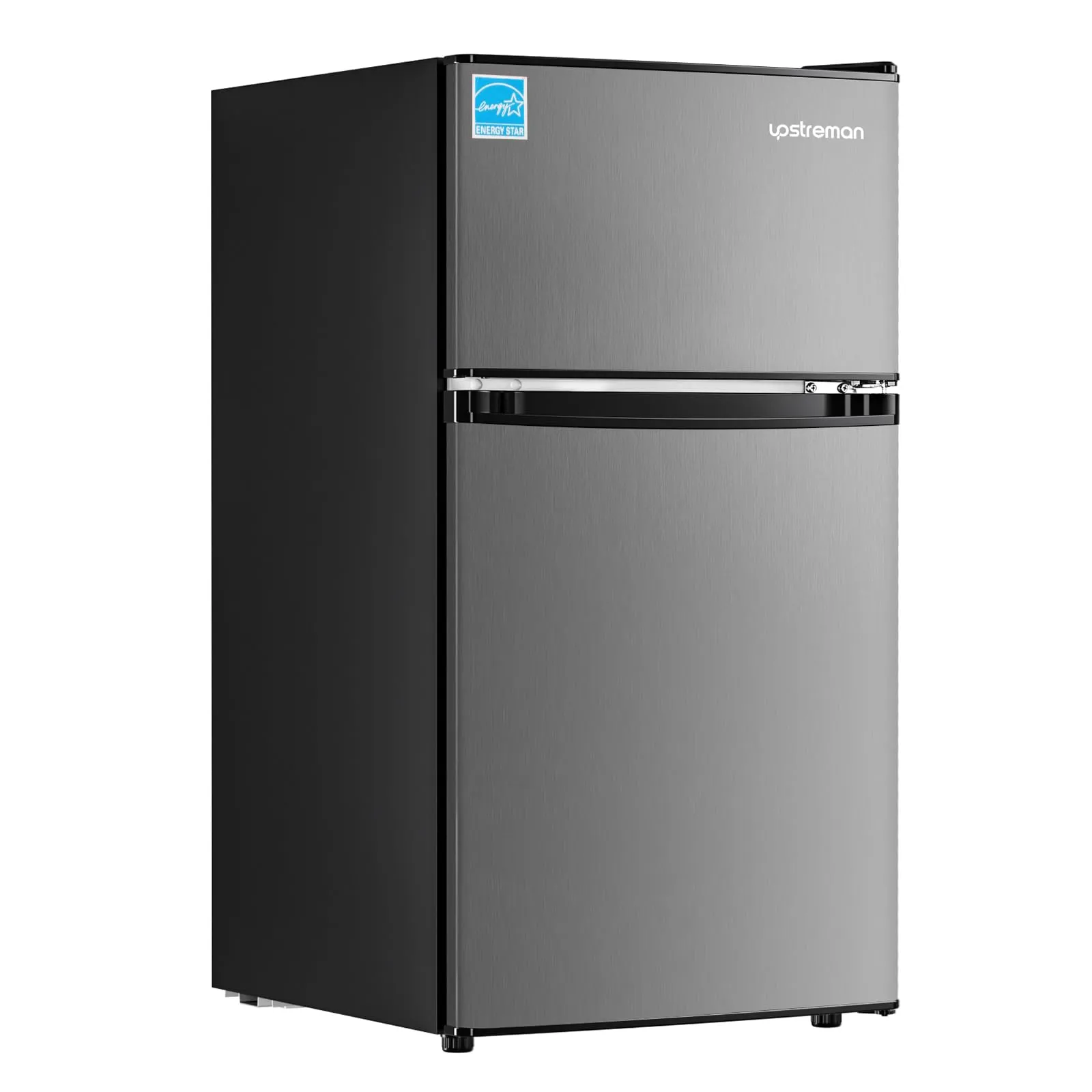 Upstreman 3.1 Cu.Ft Mini Fridge with Freezer, Adjustable Thermostat, Energy Saving, Stainless