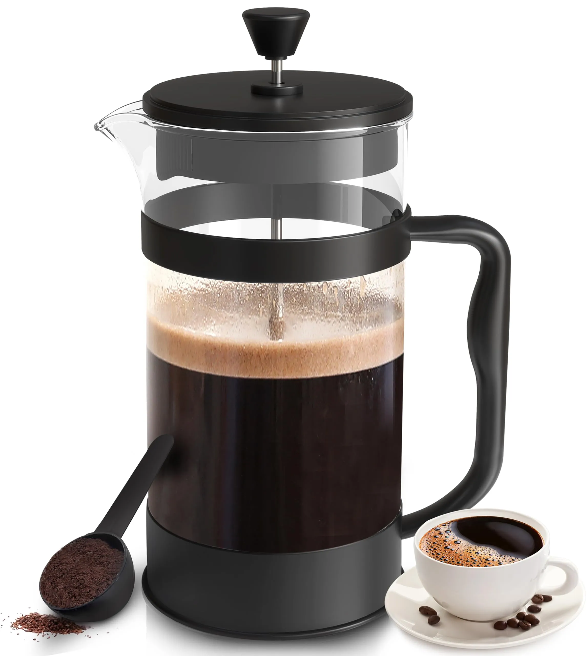 Utopia Kitchen 34 Ounce French Press Coffee Maker, Durable Borosilicate Glass, Black