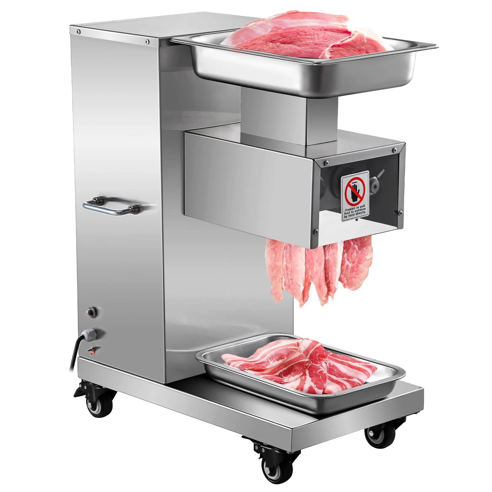 VEVOR 110V Commercial Meat Cutter Machine, 1100LB/H, 750W, Stainless Steel, 3mm Blade