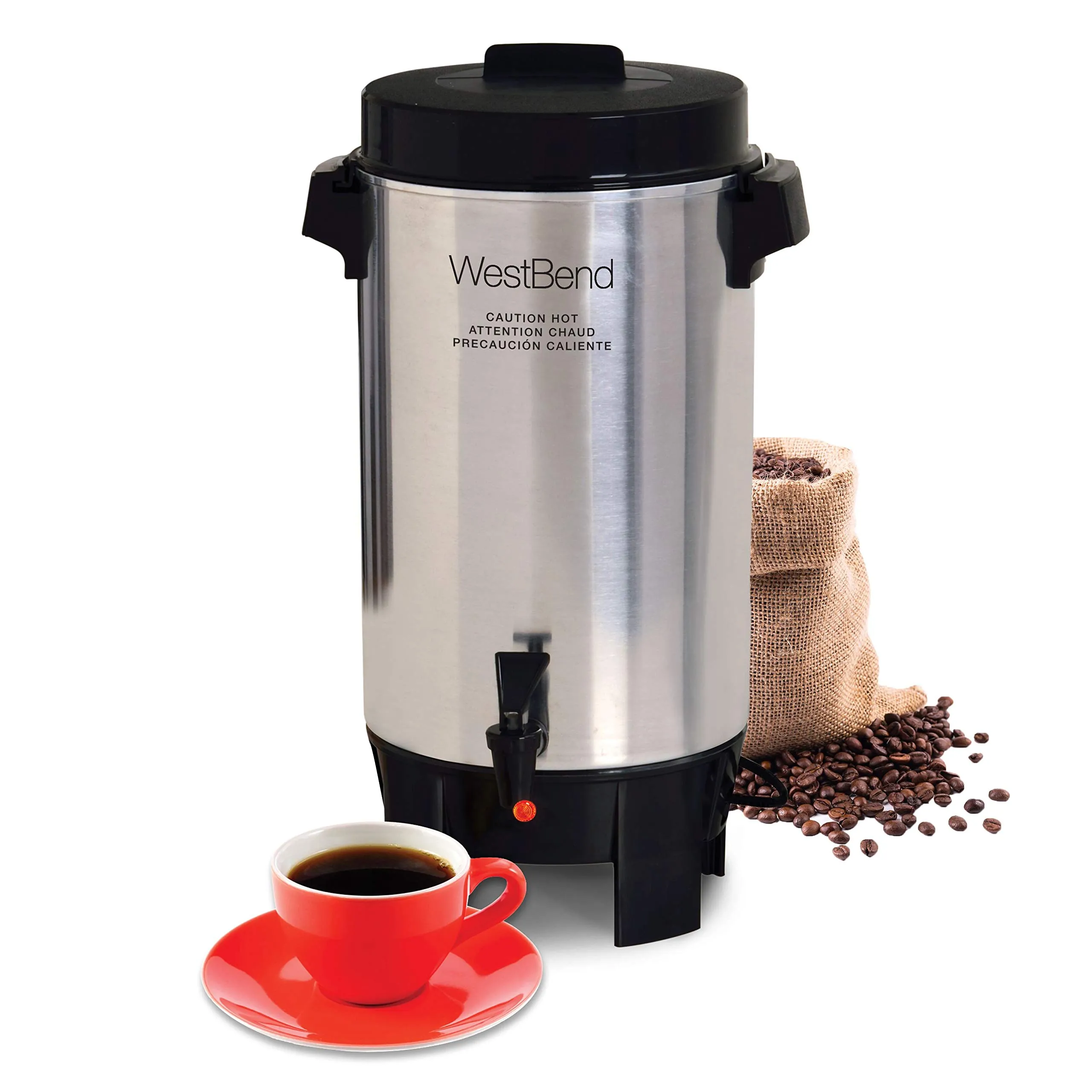 West Bend 58002 42-Cup Aluminum Coffee Urn with Automatic Temperature Control, Silver