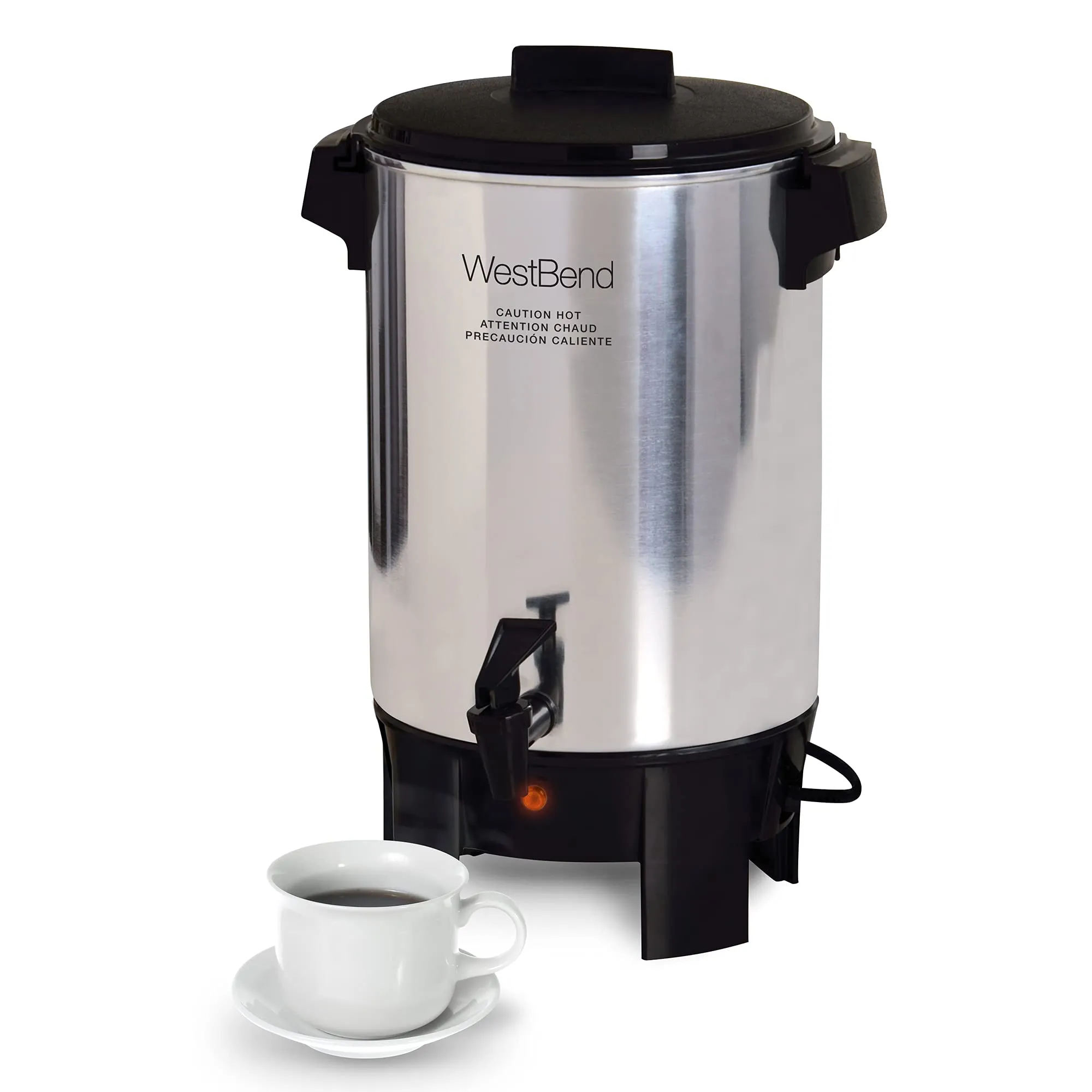 West Bend 58030 Silver Commercial Coffee Urn, 30-Cup Automatic Temperature Control Beverage Dispenser