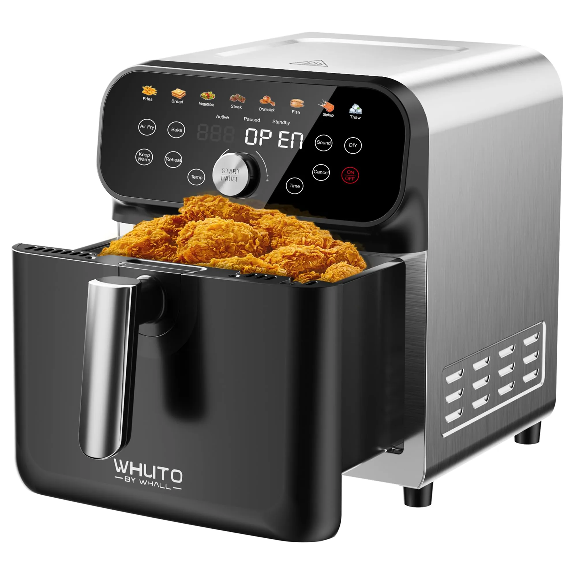 Whuto 6QT Air Fryer Oven with Digital Touchscreen, 12 Cooking Functions, Stainless Steel/Black&Silver