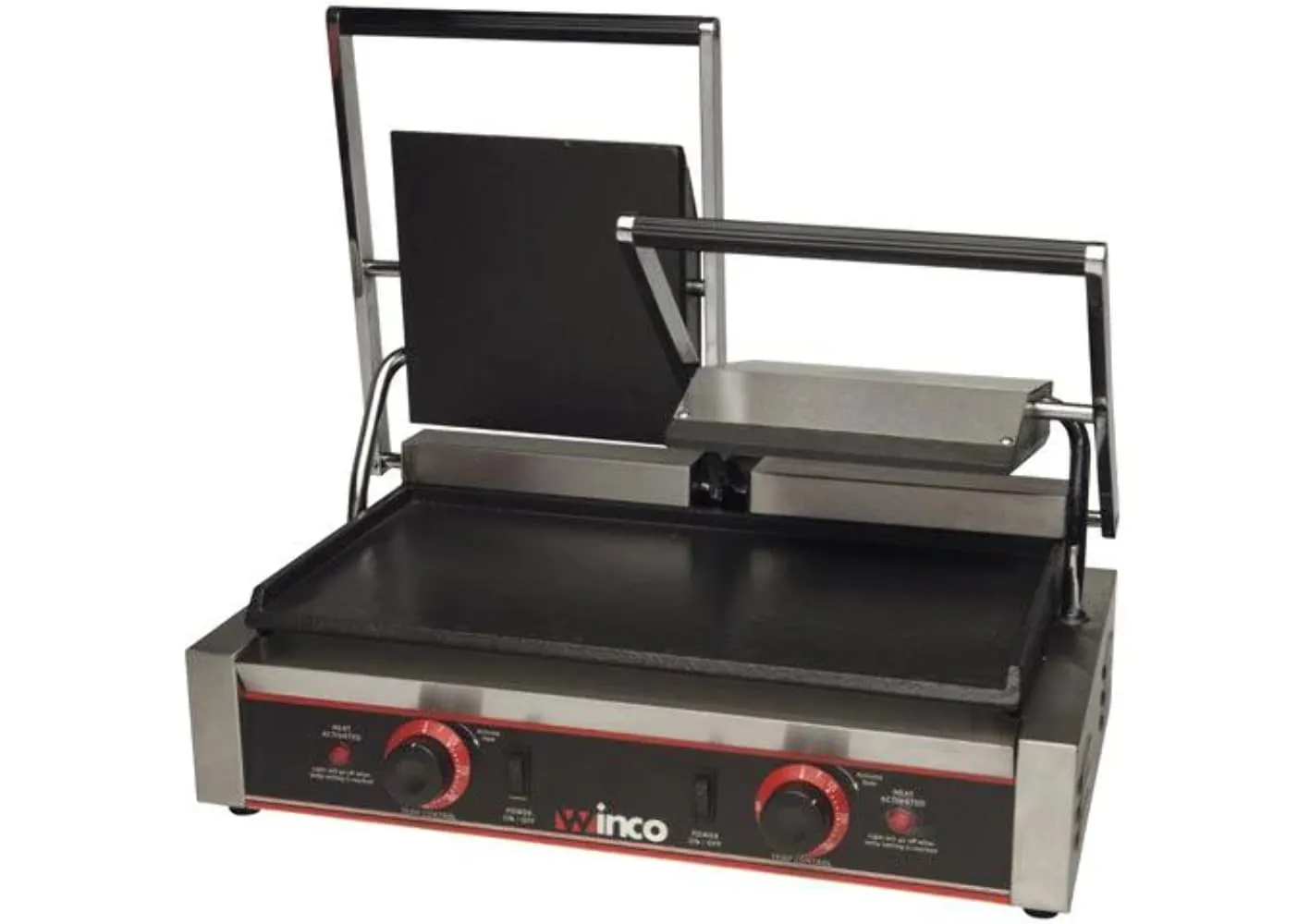 Winco ESG-2 Electric Countertop Double Sandwich Grill, 19' x 9' Cast Iron Surface