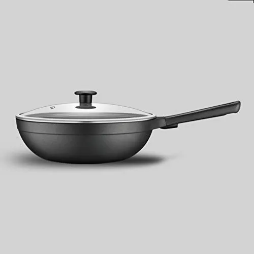 Wok Non-Stick Pan with Yellow Diamond Coating, 6mm Composite Bottom, Comfortable Handle