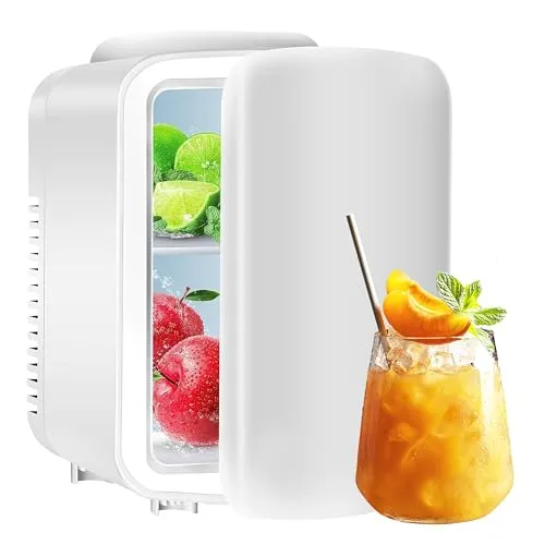 YSSOA 4L Mini Fridge Cooler & Warmer, Eco-Friendly, 6 Can Capacity, Compact, Freon-Free, White