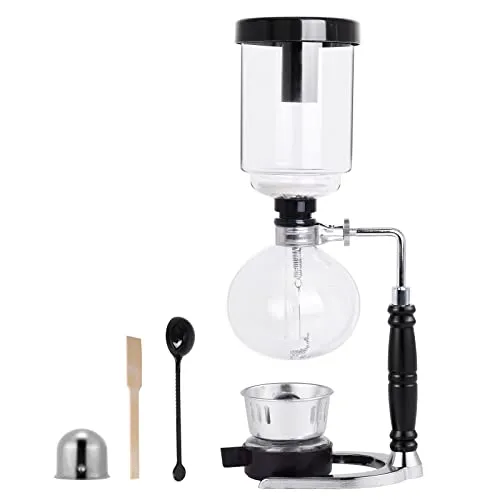 YUCHENGTECH Glass Siphon Coffee Maker 600ml - High-Temperature Borosilicate, Stainless Steel Base