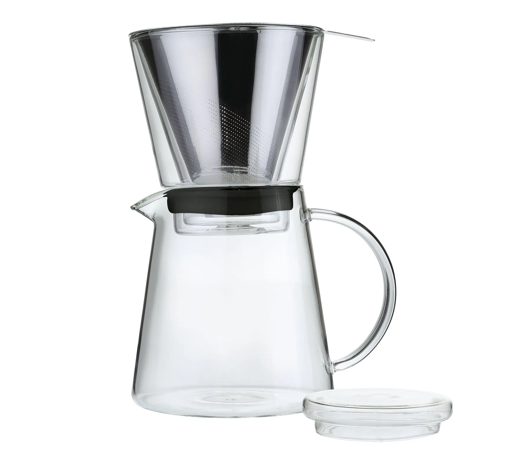 Zassenhaus 4.75' Glass & Stainless Steel Pour-Over Coffee Brewer - Makes 6 Cups, Silver