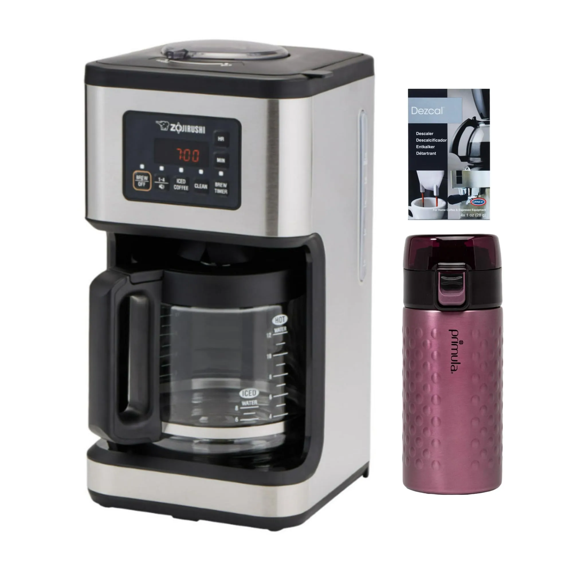 Zojirushi EC-ESC120XB Programmable Coffee Maker Bundle with 12 oz Tumbler and Descaling Powder